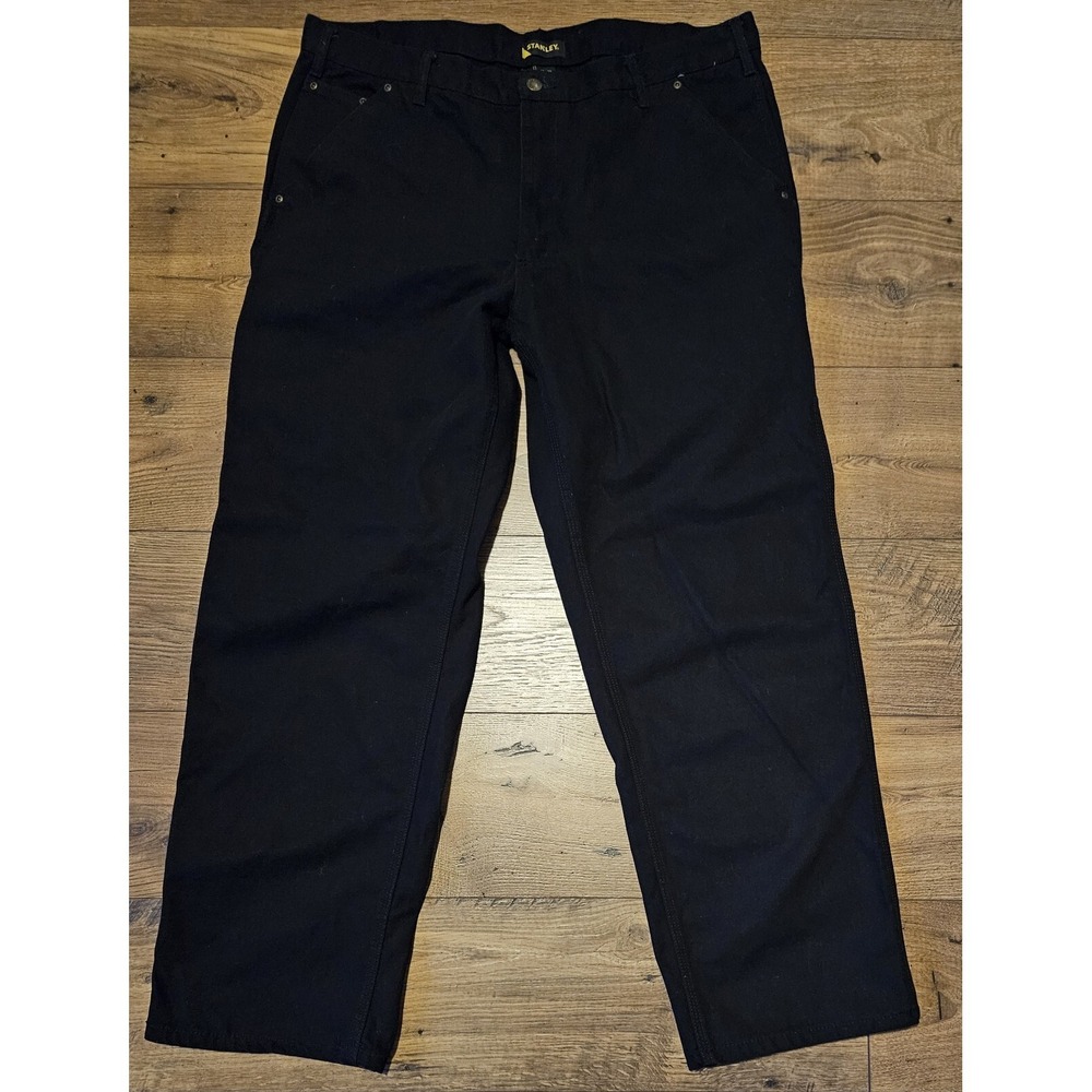 STANLEY MEN'S WORKWEAR CANVAS UTILITY PANTS BLACK 40WX32L ACTUAL (39X30.5)